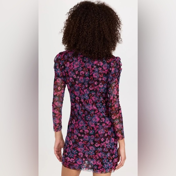 Misa Los Angeles Dress Women's Size XS Purple Pink Floral Mesh Mini Sleeves NWT - Picture 13 of 16